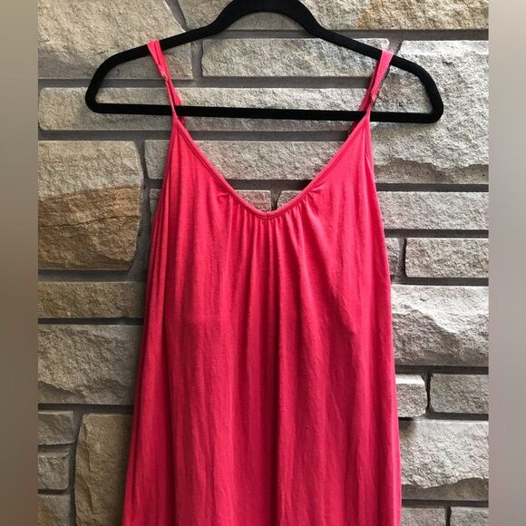 Anthropologie Sundry Ruffle Hem Spaghetti Strap Maxi dress Coral Pink XSmall - Picture 7 of 9